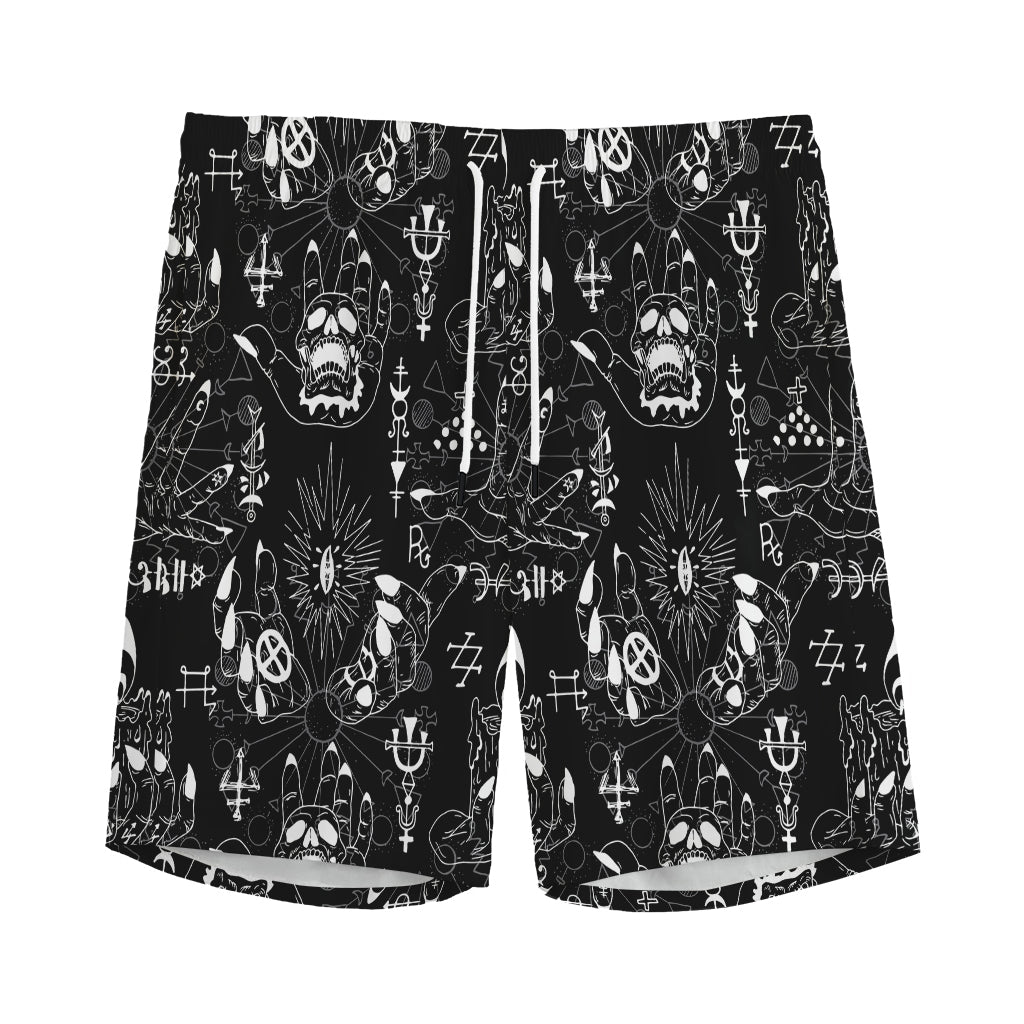 Black And White Supernatural Wicca Print Men's Sports Shorts