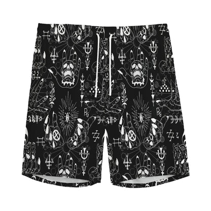 Black And White Supernatural Wicca Print Men's Sports Shorts