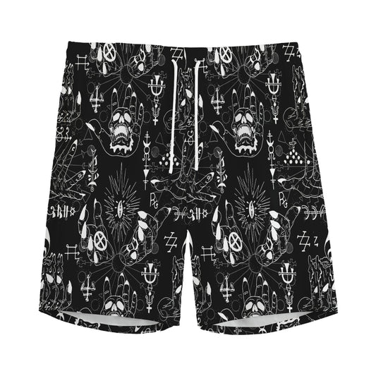 Black And White Supernatural Wicca Print Men's Sports Shorts