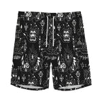 Black And White Supernatural Wicca Print Men's Sports Shorts