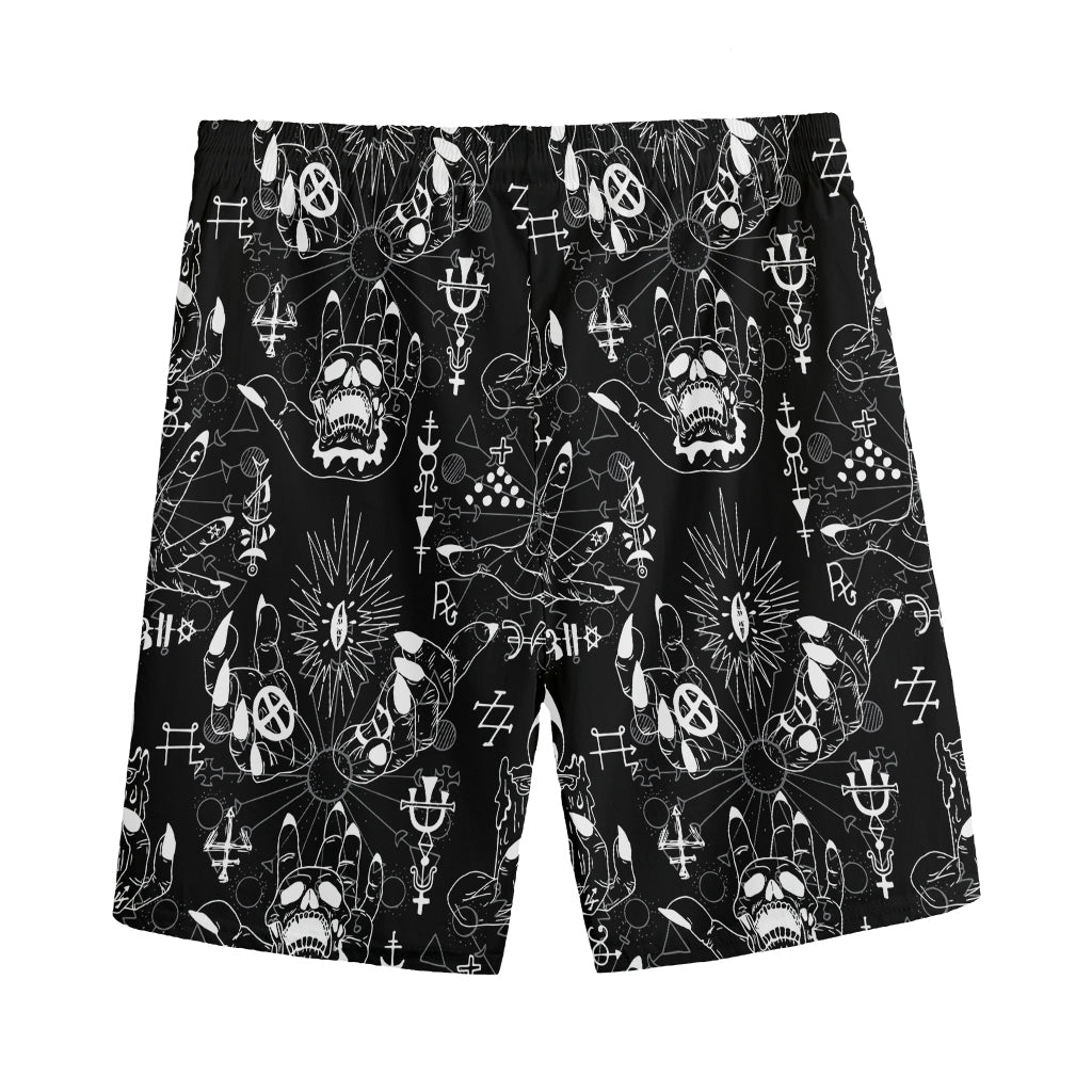 Black And White Supernatural Wicca Print Men's Sports Shorts