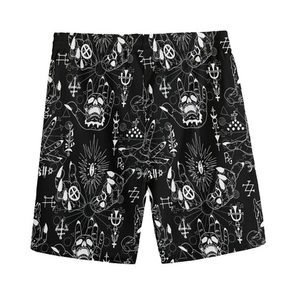 Black And White Supernatural Wicca Print Men's Sports Shorts