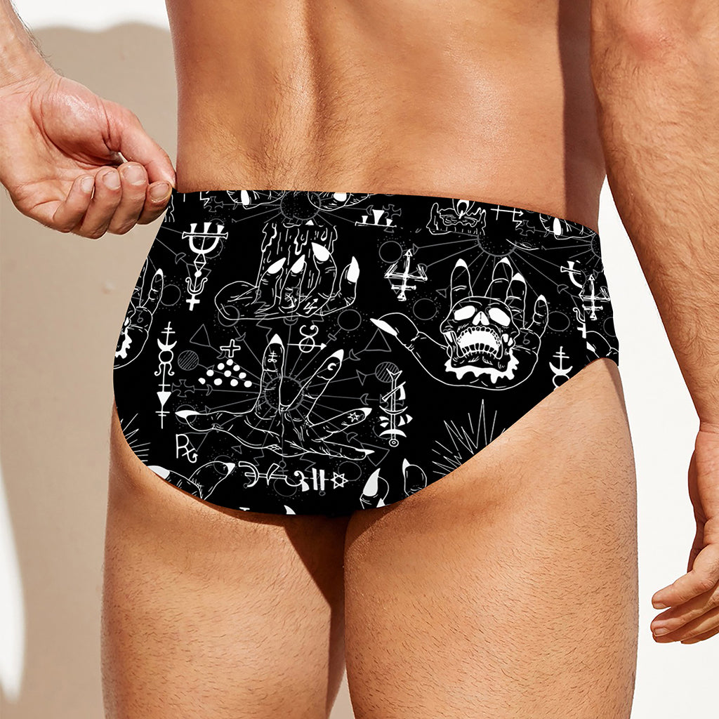 Black And White Supernatural Wicca Print Men's Swim Briefs