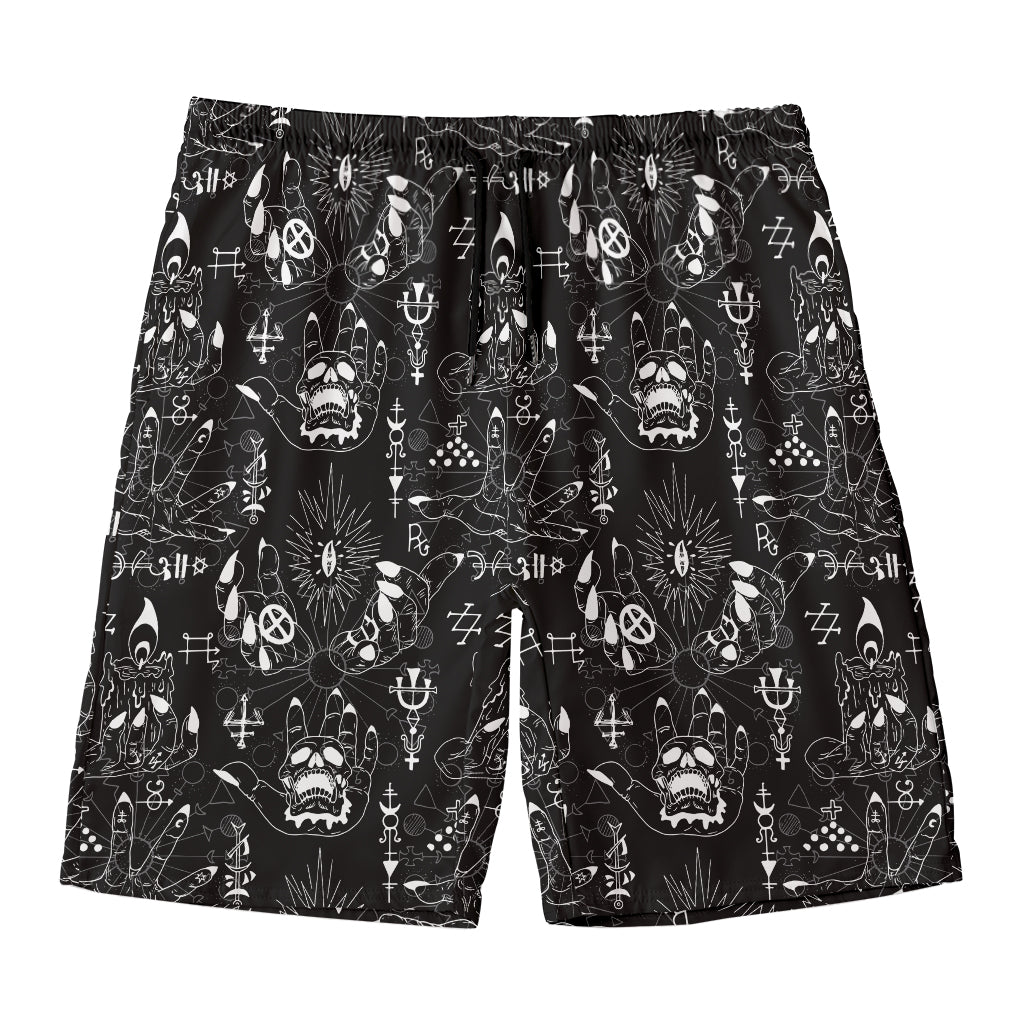 Black And White Supernatural Wicca Print Men's Swim Trunks