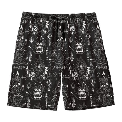 Black And White Supernatural Wicca Print Men's Swim Trunks
