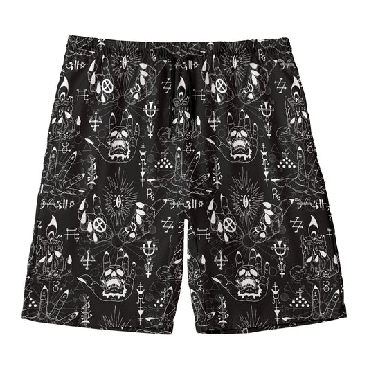 Black And White Supernatural Wicca Print Men's Swim Trunks