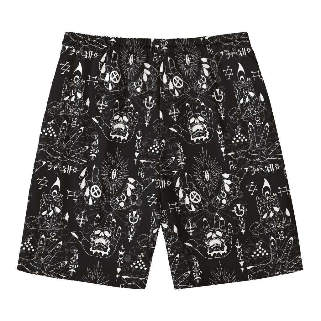 Black And White Supernatural Wicca Print Men's Swim Trunks