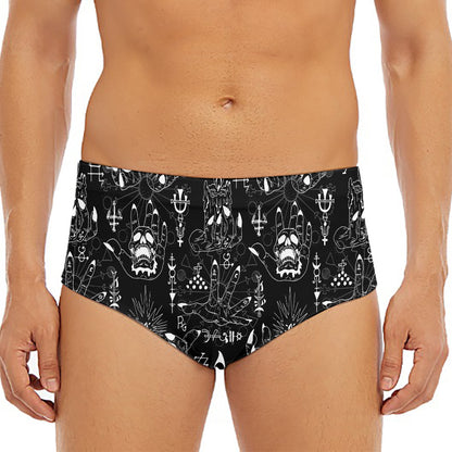 Black And White Supernatural Wicca Print Men's Triangle Swim Briefs