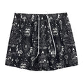 Black And White Supernatural Wicca Print Mesh Shorts