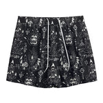 Black And White Supernatural Wicca Print Mesh Shorts