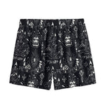 Black And White Supernatural Wicca Print Mesh Shorts