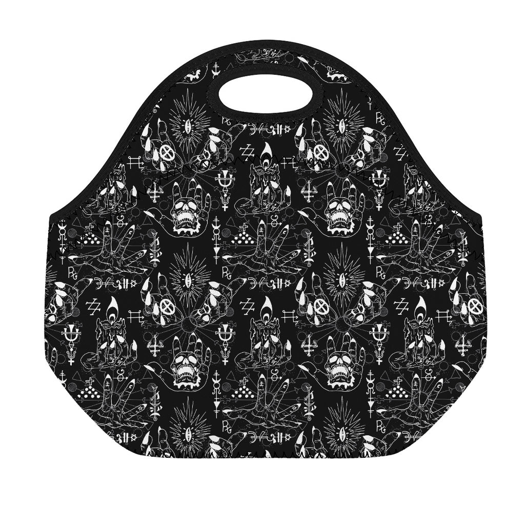 Black And White Supernatural Wicca Print Neoprene Lunch Bag
