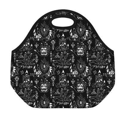 Black And White Supernatural Wicca Print Neoprene Lunch Bag