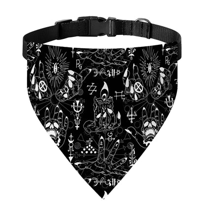 Black And White Supernatural Wicca Print Over The Collar Dog Bandana