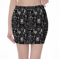 Black And White Supernatural Wicca Print Pencil Mini Skirt