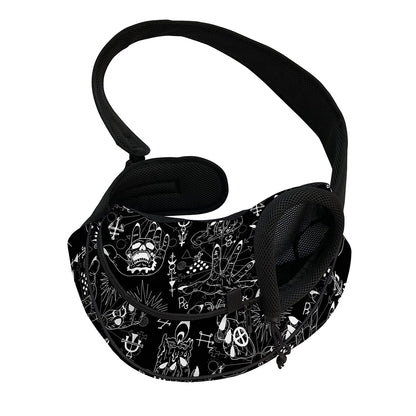 Black And White Supernatural Wicca Print Pet Sling Carrier