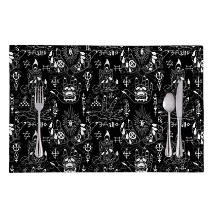 Black And White Supernatural Wicca Print Placemat