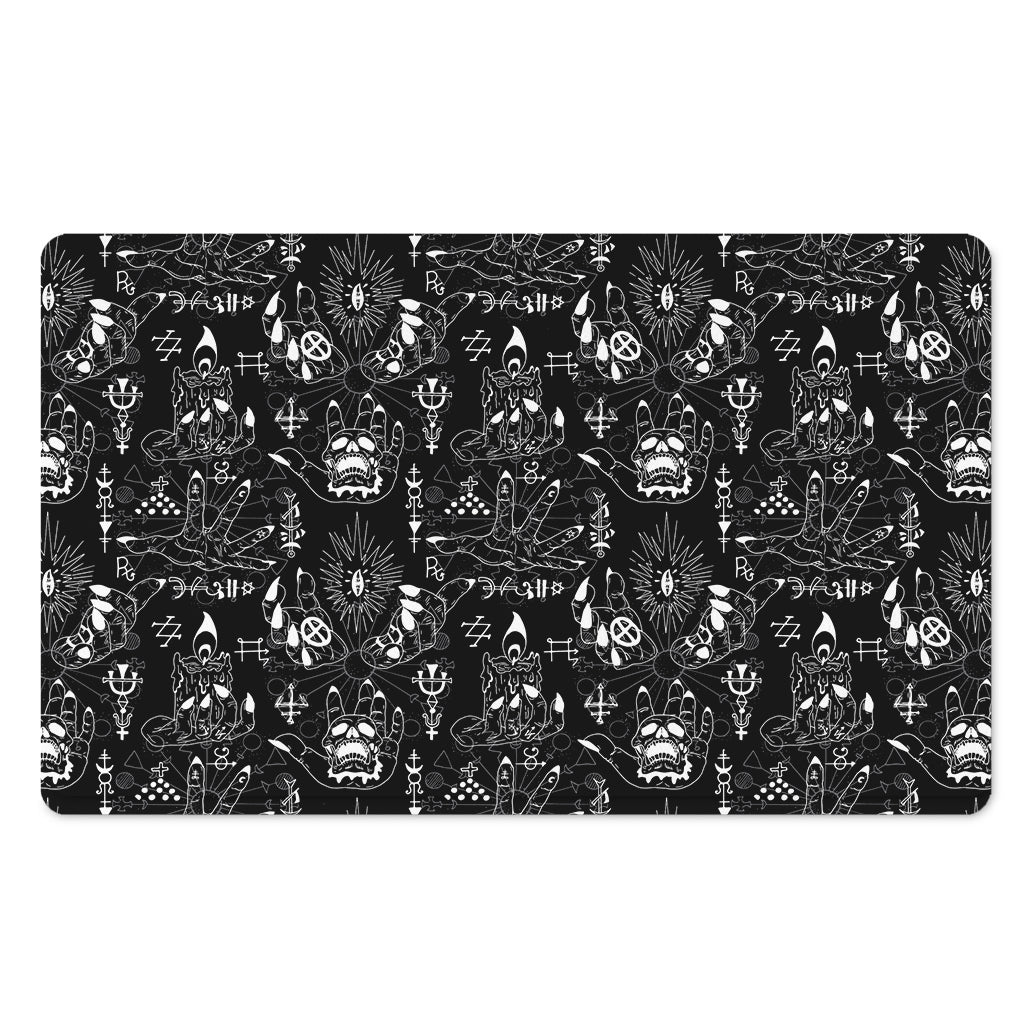 Black And White Supernatural Wicca Print Polyester Doormat