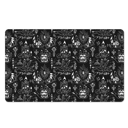 Black And White Supernatural Wicca Print Polyester Doormat