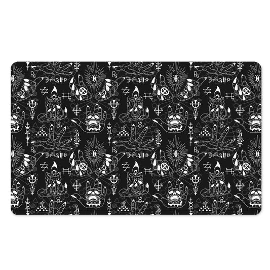 Black And White Supernatural Wicca Print Polyester Doormat