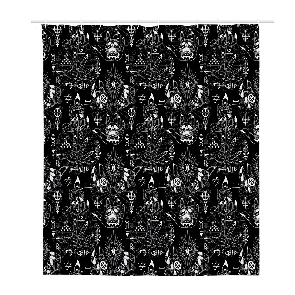 Black And White Supernatural Wicca Print Polyester Shower Curtain