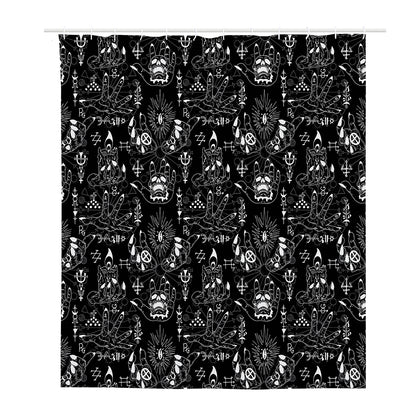 Black And White Supernatural Wicca Print Polyester Shower Curtain