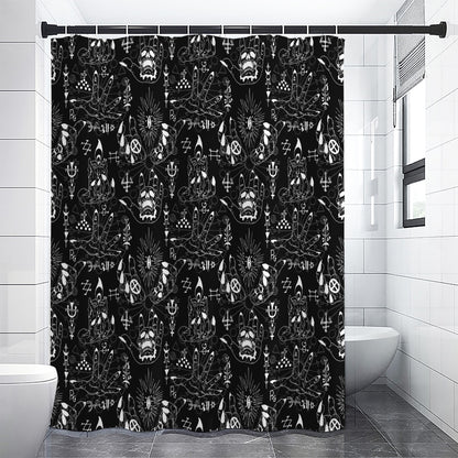 Black And White Supernatural Wicca Print Premium Shower Curtain