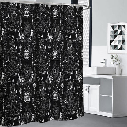 Black And White Supernatural Wicca Print Premium Shower Curtain