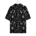 Black And White Supernatural Wicca Print Rayon Hawaiian Shirt