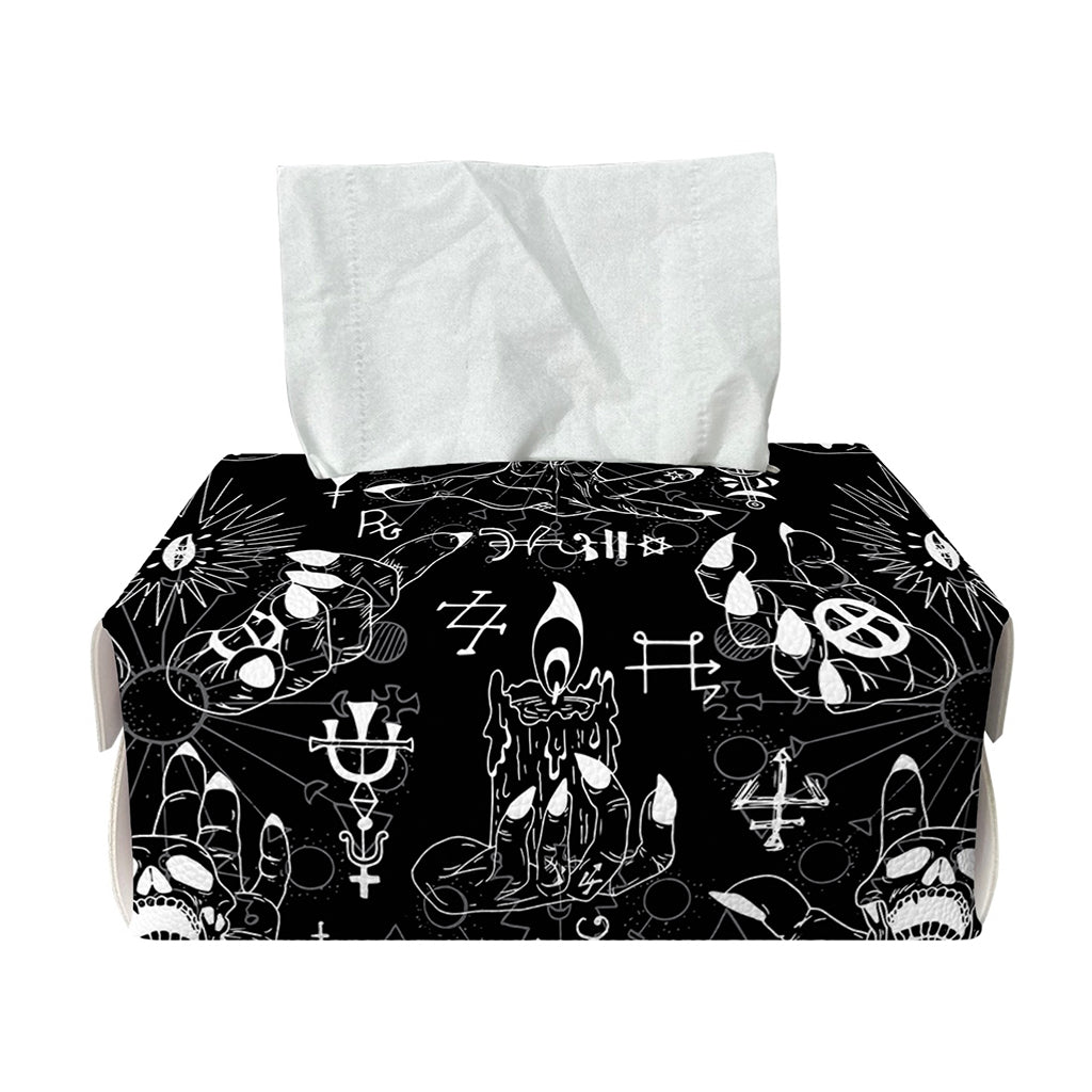 Black And White Supernatural Wicca Print Rectangle Tissue Box Cover