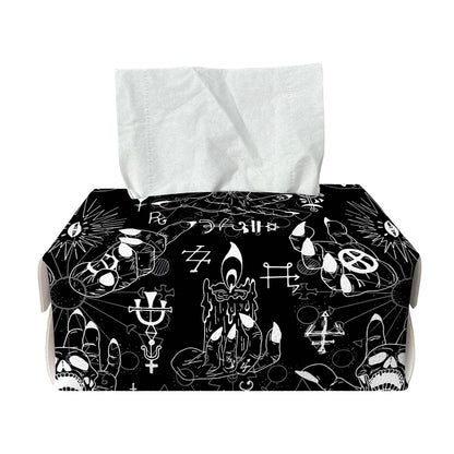 Black And White Supernatural Wicca Print Rectangle Tissue Box Cover