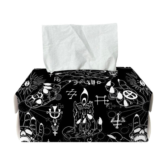 Black And White Supernatural Wicca Print Rectangle Tissue Box Cover