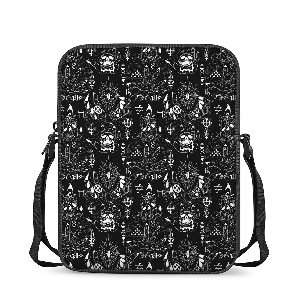 Black And White Supernatural Wicca Print Rectangular Crossbody Bag