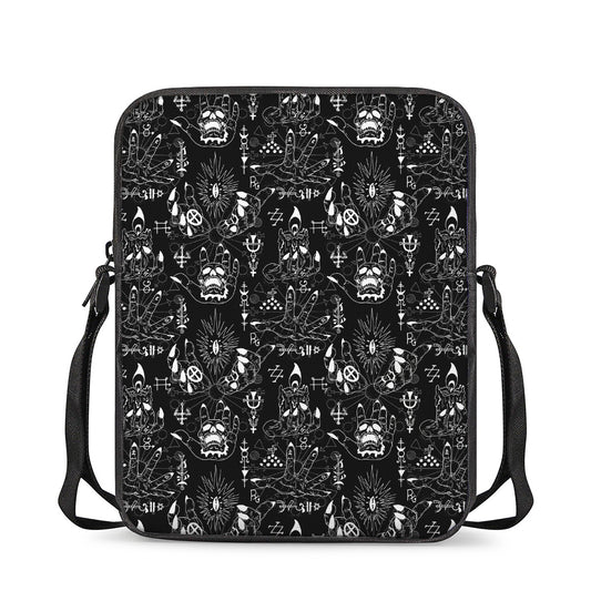 Black And White Supernatural Wicca Print Rectangular Crossbody Bag