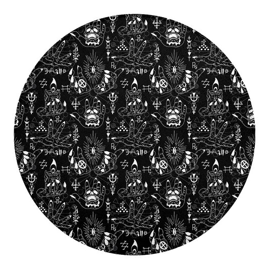 Black And White Supernatural Wicca Print Round Blanket