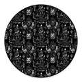 Black And White Supernatural Wicca Print Round Floor Mat