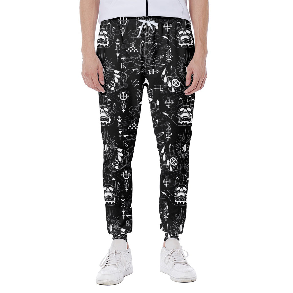 Black And White Supernatural Wicca Print Scuba Joggers