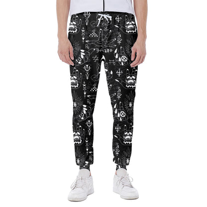 Black And White Supernatural Wicca Print Scuba Joggers