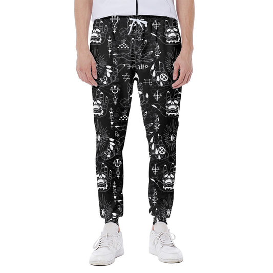 Black And White Supernatural Wicca Print Scuba Joggers