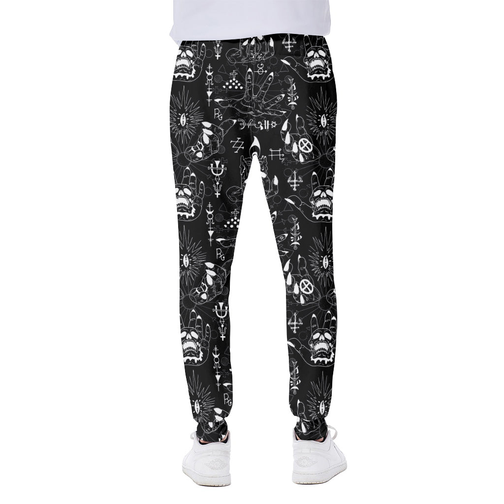 Black And White Supernatural Wicca Print Scuba Joggers