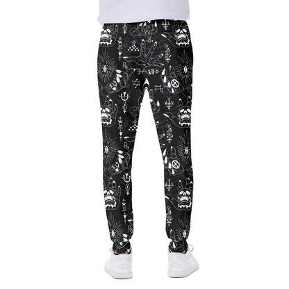 Black And White Supernatural Wicca Print Scuba Joggers