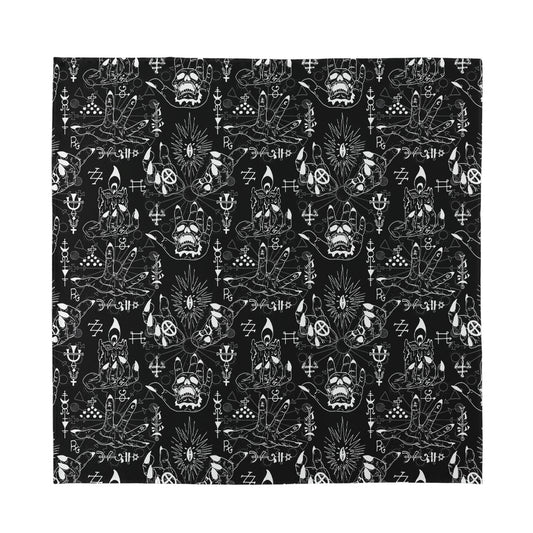 Black And White Supernatural Wicca Print Silk Bandana