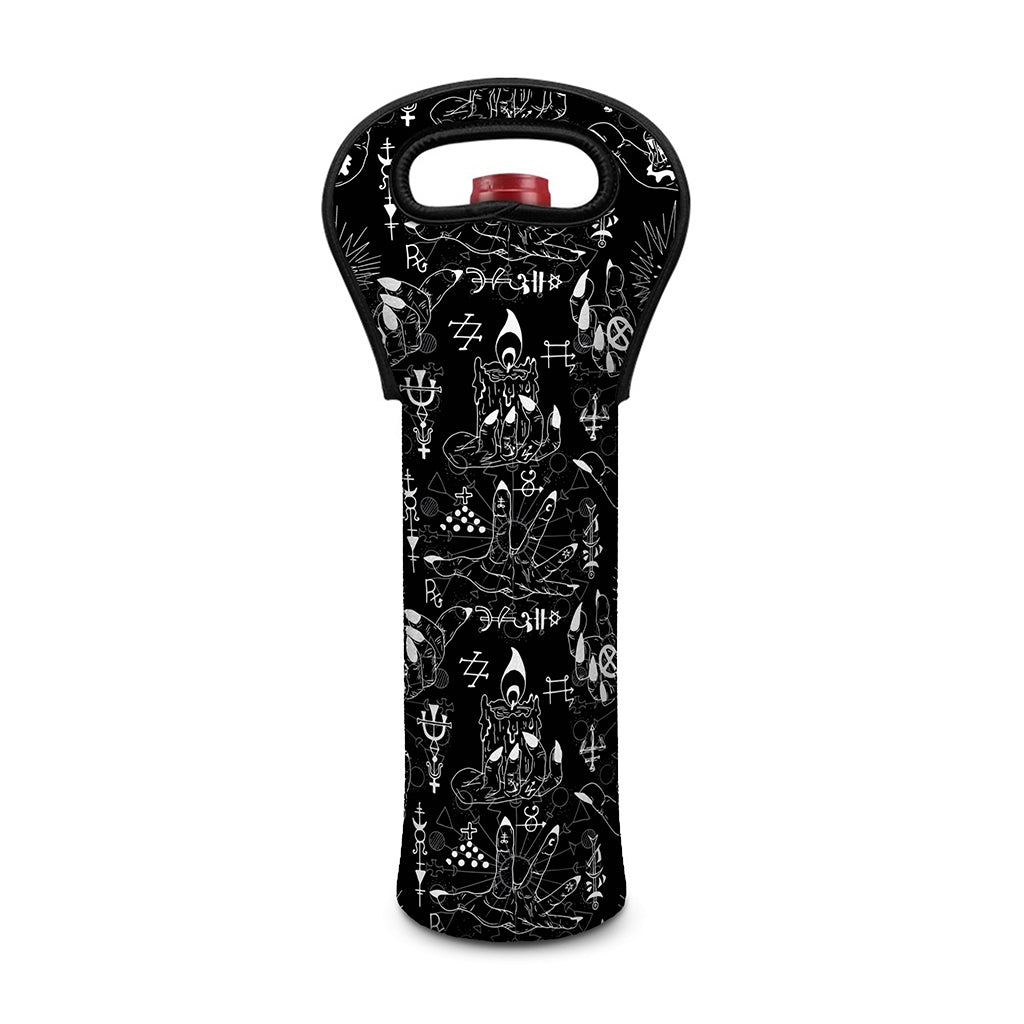 Black And White Supernatural Wicca Print Single Neoprene Wine Tote
