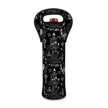 Black And White Supernatural Wicca Print Single Neoprene Wine Tote