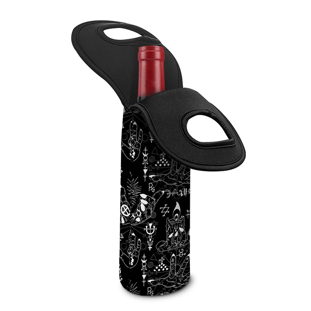 Black And White Supernatural Wicca Print Single Neoprene Wine Tote
