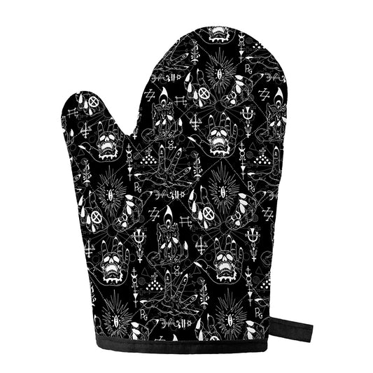 Black And White Supernatural Wicca Print Single Oven Mitt