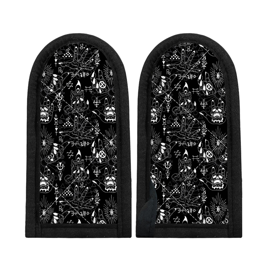 Black And White Supernatural Wicca Print Skillet Handle Cover