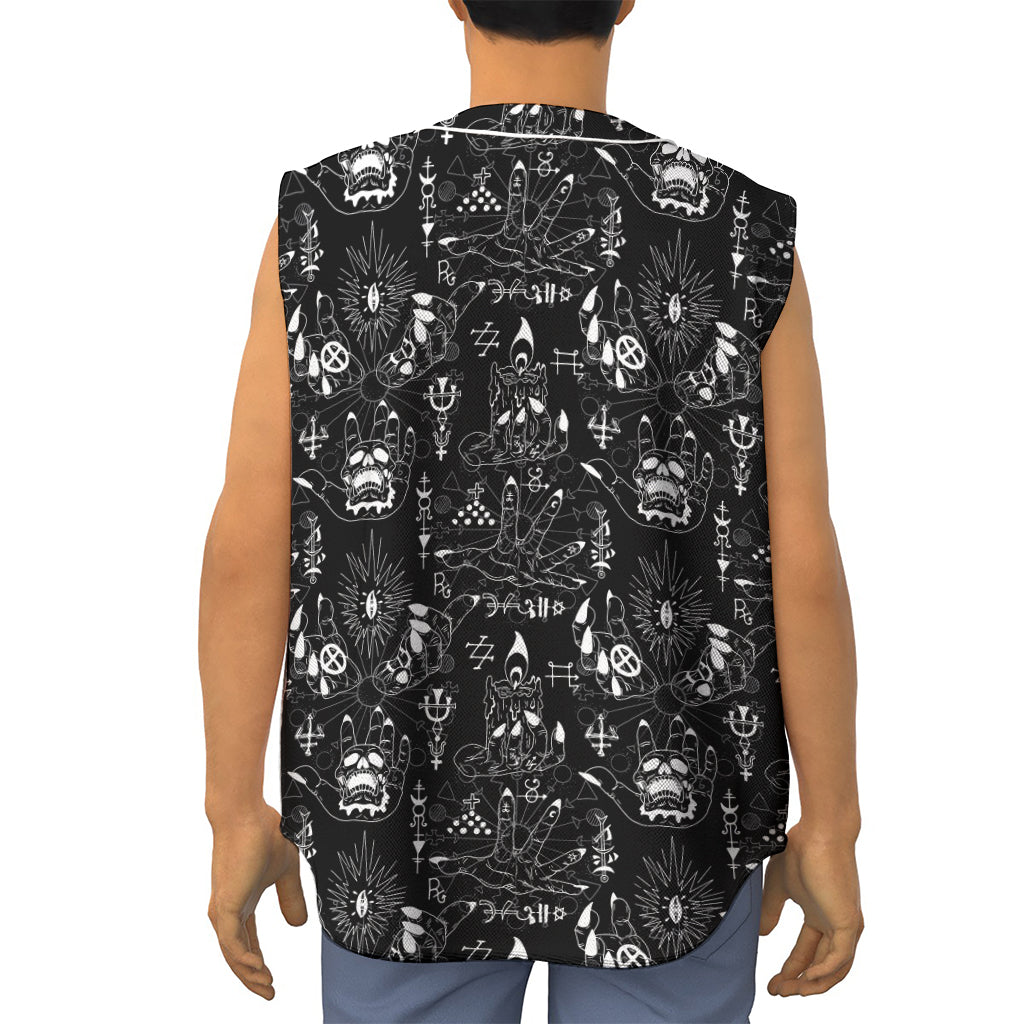 Black And White Supernatural Wicca Print Sleeveless Baseball Jersey