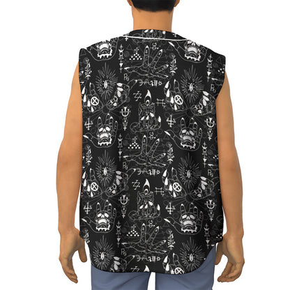 Black And White Supernatural Wicca Print Sleeveless Baseball Jersey