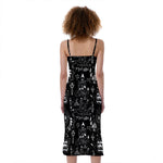 Black And White Supernatural Wicca Print Slim Fit Midi Cami Dress
